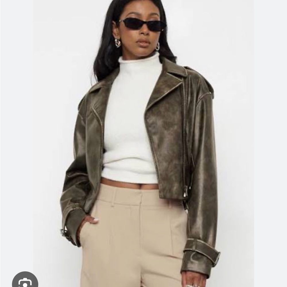 Dynamite Faded Leather Jacket & matching skort combo